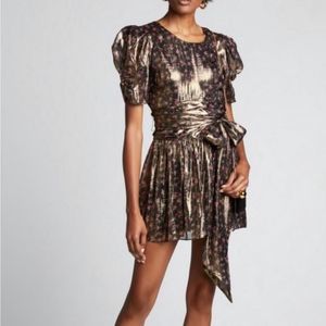 LoveShackFancy Mercy floral metallic mini dress